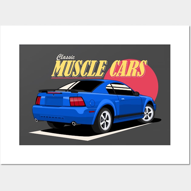 Classic Muscle Cars Wall Art by masjestudio